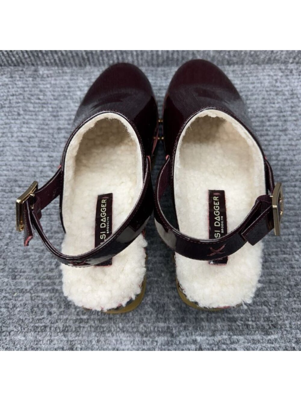 Kelsi Dagger Platform Clogs Women's 9 Burgundy Patent Leather Studded Slingback - Picture 6 of 9